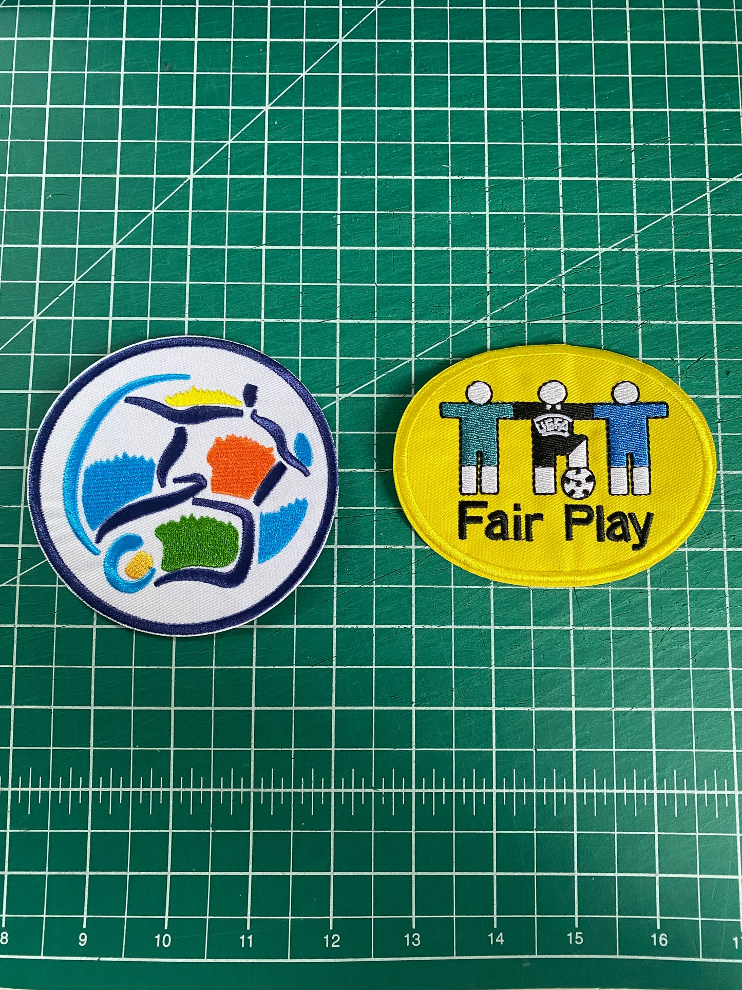 Euro 1996 England Fair Play Football shirt jersey Sleeve badge Patch set pair