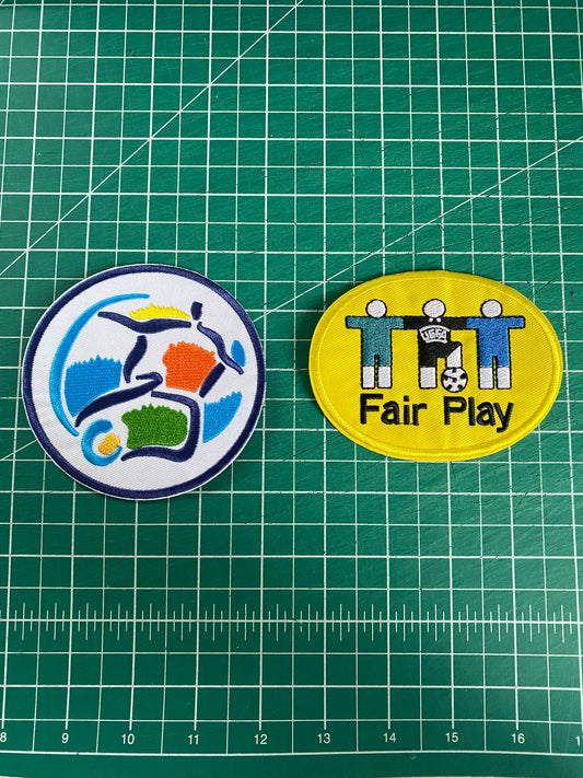 Euro 1996 England Fair Play Football shirt jersey Sleeve badge Patch set pair