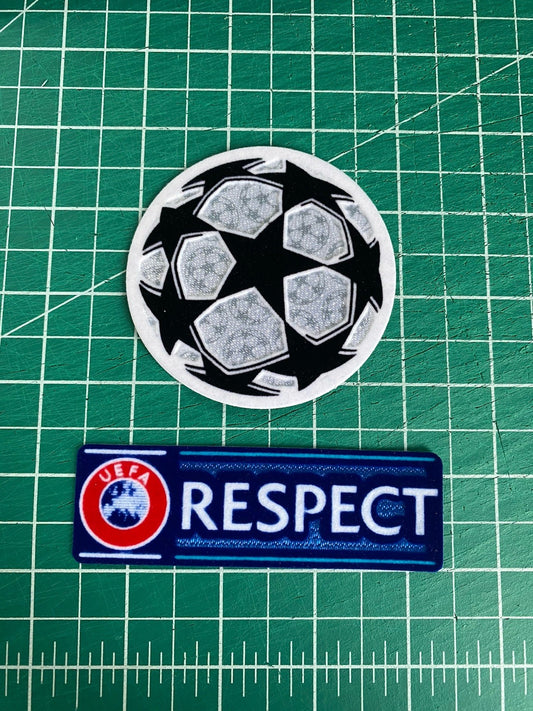 Champions League Starball & RESPECT Sleeve Badges Patches 2012-2021 pair